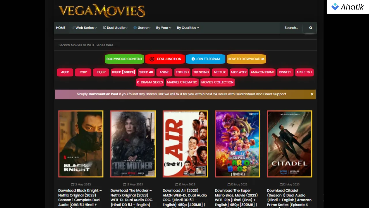 Vegamovies Website - Ahatik.com